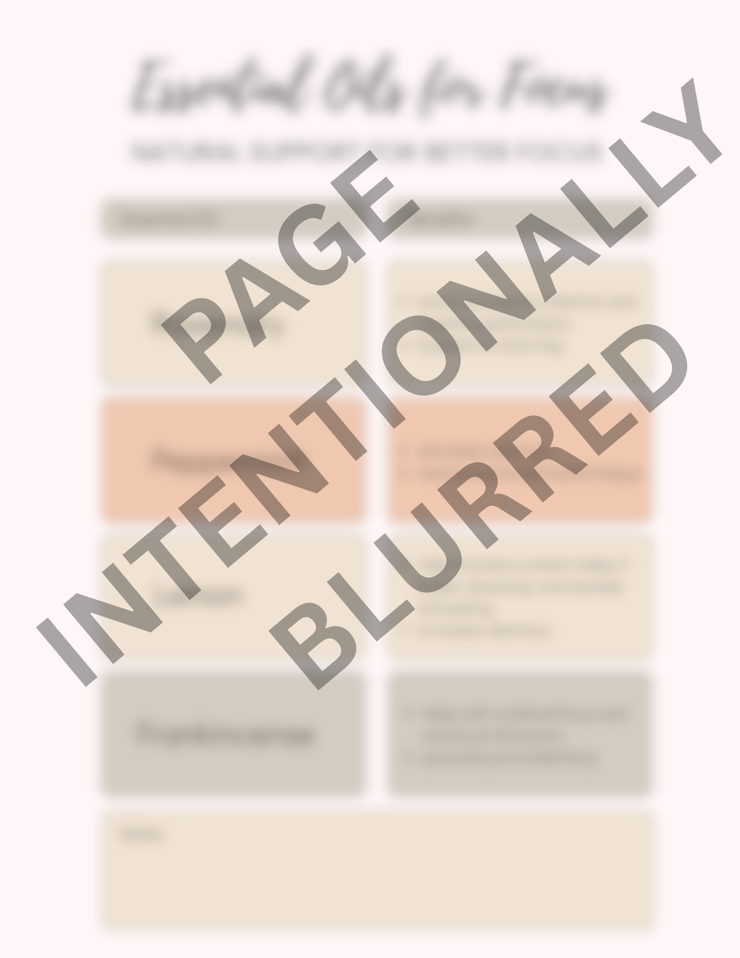 Color swatches with text 'Page Intentionally Blurred' on a white background