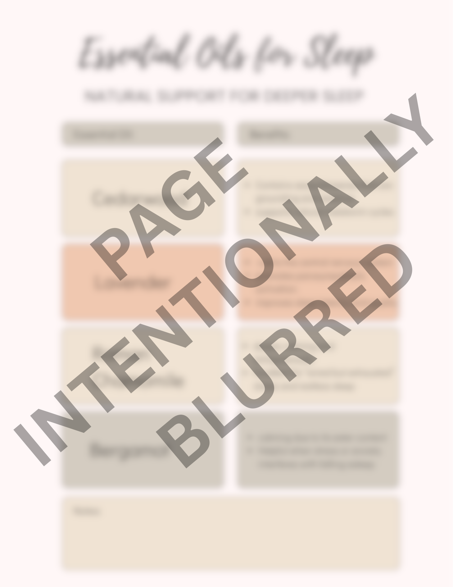 Product packaging with text 'Essential Oils for Sleep' on a blurred background