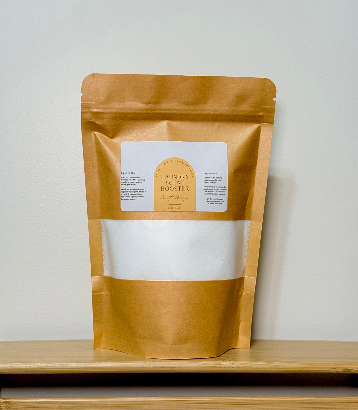 Kraft paper packaging with a label on a white background