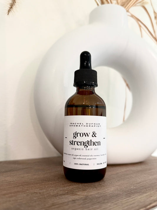 Grow and Strengthen Hair Oil – Organic Castor + Argan with Rosemary, Lavender & Peppermint