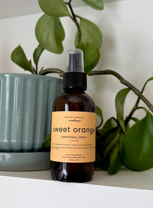 Sweet Orange Dryer Ball Spray | Natural Laundry Scent Spray for Wool Dryer Balls | Citrus Linen & Fabric Freshener